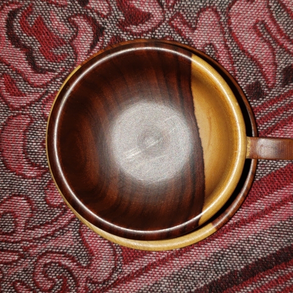 2 1/8" tall Wooden Cup with Saucer - Picture 2 of 5